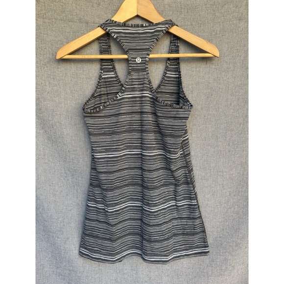 lululemon athletica Tops - LULULEMON Cool‎ Racerback Tank 6/8 Cut Back Stripe Linen White Black